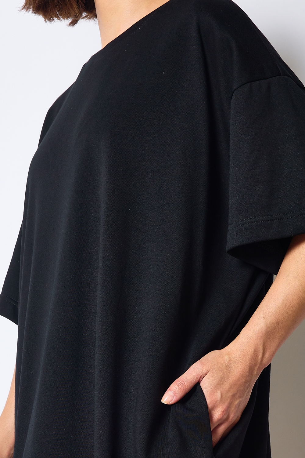 Réf. 43015 - Robe longue décontractée en coton à demi-manches, à épaules tombantes et à col rond